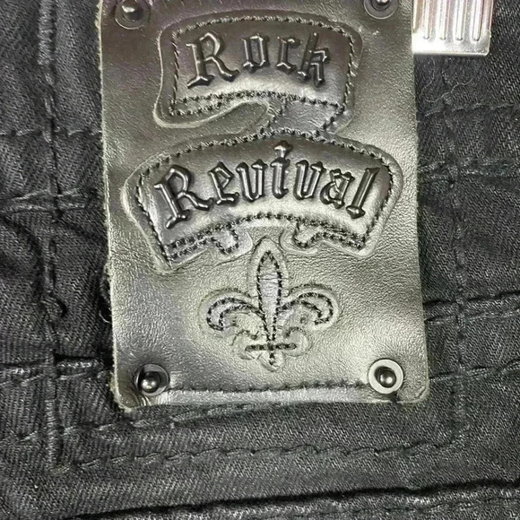 Rock Revival Vintage Straight Black Jeans Men’s Steven Style Size 42 - Picture 6 of 7